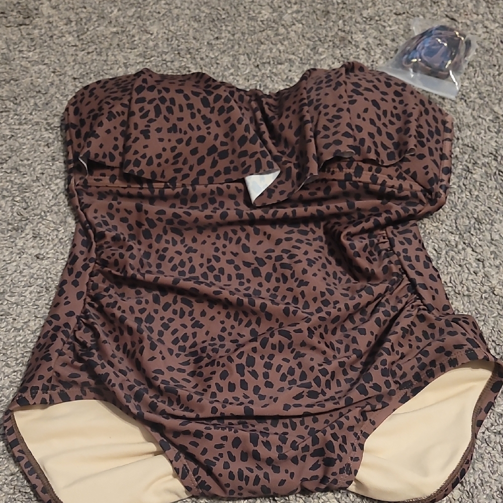 Kona Sol Brown and Black One Piece Swimsuit
